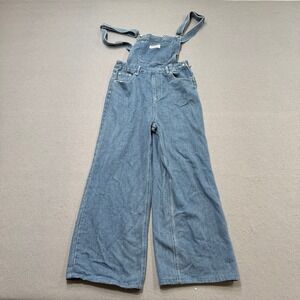 Fashion Jeans Bib Overalls Women's Small Blue Denim Wide Leg Baggy Fit Dungarees